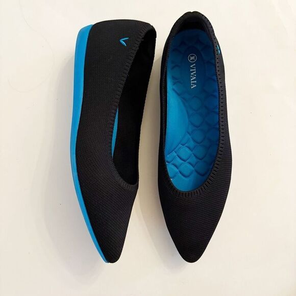 VIVAIA Tamia Walker Lightweight Almond-Toe Flats Black Knit size 43 US 11 - Picture 3 of 13